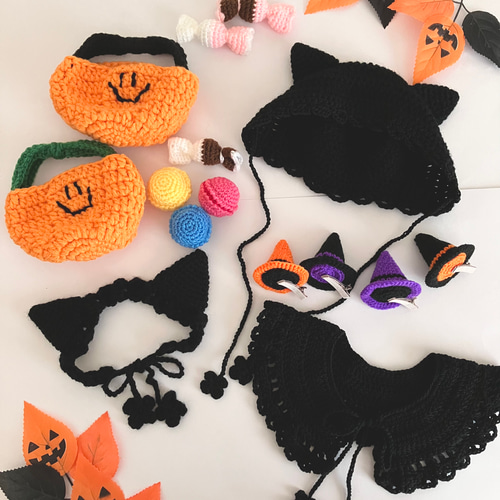 黒猫ちゃんのベビーボンネット☆ハロウィン 新生児~2歳サイズ 猫 黒猫ちゃんのベビーボンネット☆ハロウィン 新生児~2歳サイズ 猫