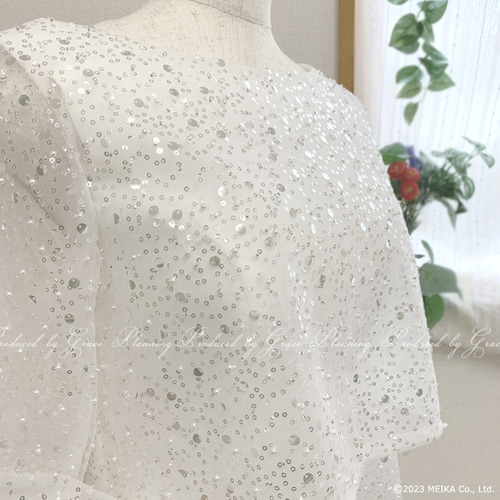 ウェディングボレロ 白 キラキラスパンコール 長袖 付け袖 結婚式 演奏