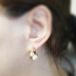 ERG-2460-G【2SET】パールピアス,Pearl Post Earring 12mm X 21mm 6枚目の画像