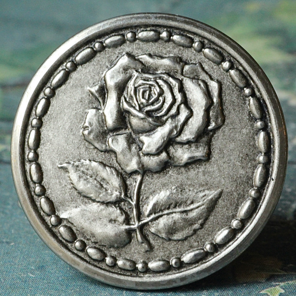薔薇モチーフ ボタン 1個 φ22mm 金属 メタル フランス輸入