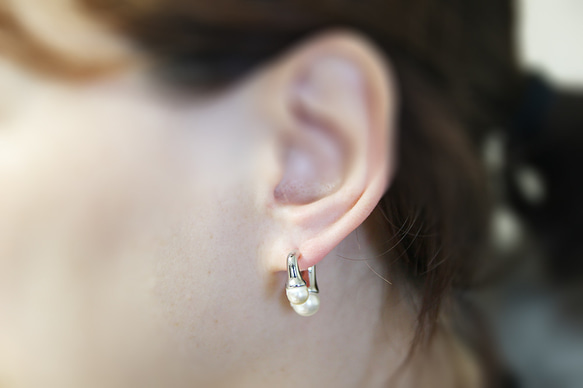 ERG-2460-R【2SET】珍珠耳環，珍珠柱耳環12mm X 21mm 第6張的照片