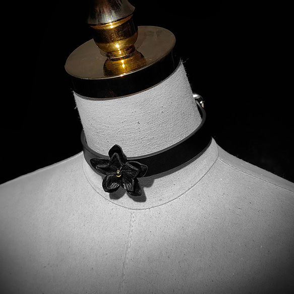 皮革絲帶頸鍊紅/黑可愛禮品項鍊，脖子上盛開激情玫瑰 第10張的照片