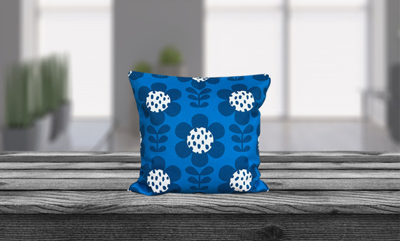 森林坐墊抽象花卉設計背藍色 – 絲柏香味 – 第8張的照片