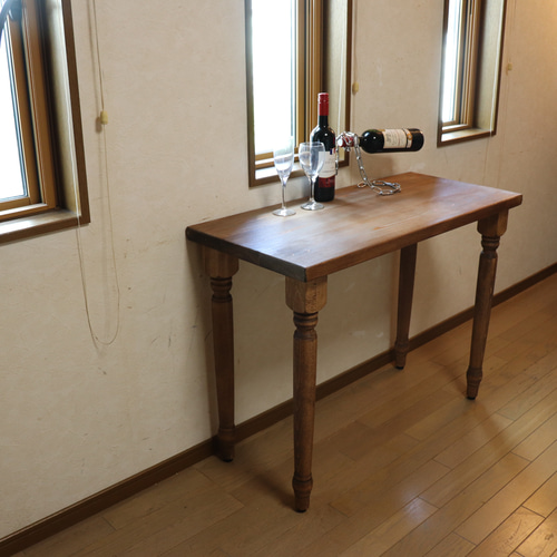 ひのきテーブル 無垢板 ろくろ足 ろくろ足ひのき95cm奥行約42cm カウンターテーブル ダイニング