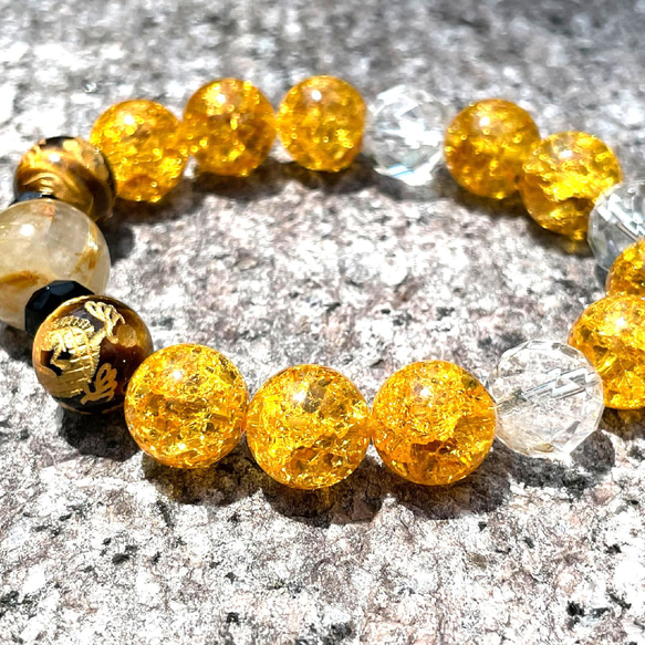 新たなチャレンジを応援する天然石ブレスレット♪ゴールドルチル×皇帝龍タイガーアイ×シトリンクラック＆カットオニキス・水晶 