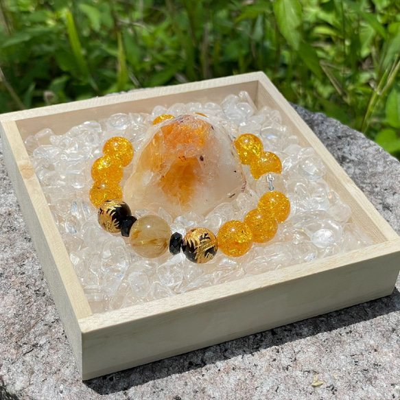 新たなチャレンジを応援する天然石ブレスレット♪ゴールドルチル×皇帝龍タイガーアイ×シトリンクラック＆カットオニキス・水晶 