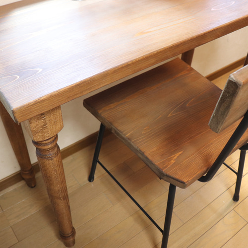 ろくろ足ひのき75cm奥行約42cm カウンターテーブル ダイニングテーブル