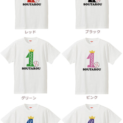 スポーツバースデー 野球ボール　1歳誕生日　名前入りベビーＴシャツ(半袖) 3枚目の画像