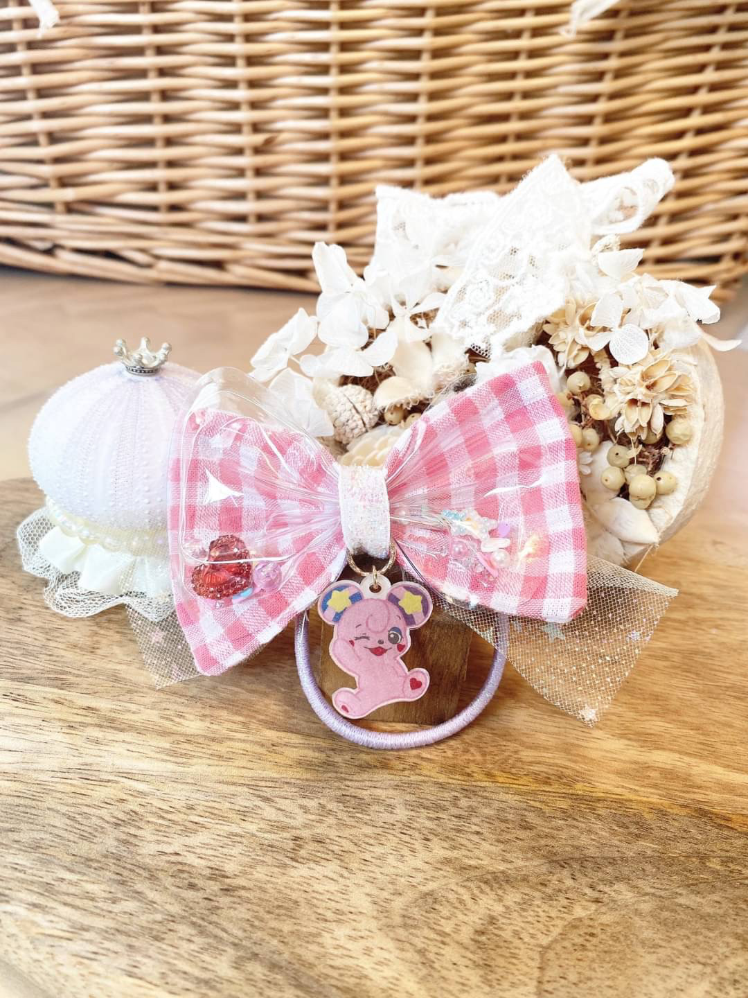 リボン ヘアゴム♡セレシャムリボン♡マスタード♡ハンドメイド