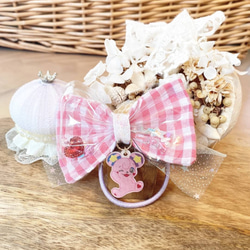 再販》ビニールリボン ヘアゴム ココメロチャーム付き ヘアゴム