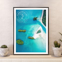 Blue Sky 写真作品 アート インテリア アートポスター トロピカルアイランド ターコイズブルー 空撮ビーチ
