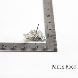 [2 件] 點結絲帶耳環 [銀色] [鈦柱/無扣] -mt-4106 第5張的照片