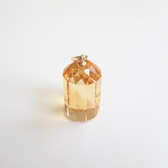 限量現貨 - 天然優質黃水晶 大號圓柱體切割 古董純 14K 金墜 25.2ct 第1張的照片