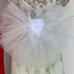 ヘッドドレス ウェディングドレスアレンジ バックスタイル チュール 大きな髪飾り 結婚式　披露宴　赤　白　hd1804 4枚目の画像