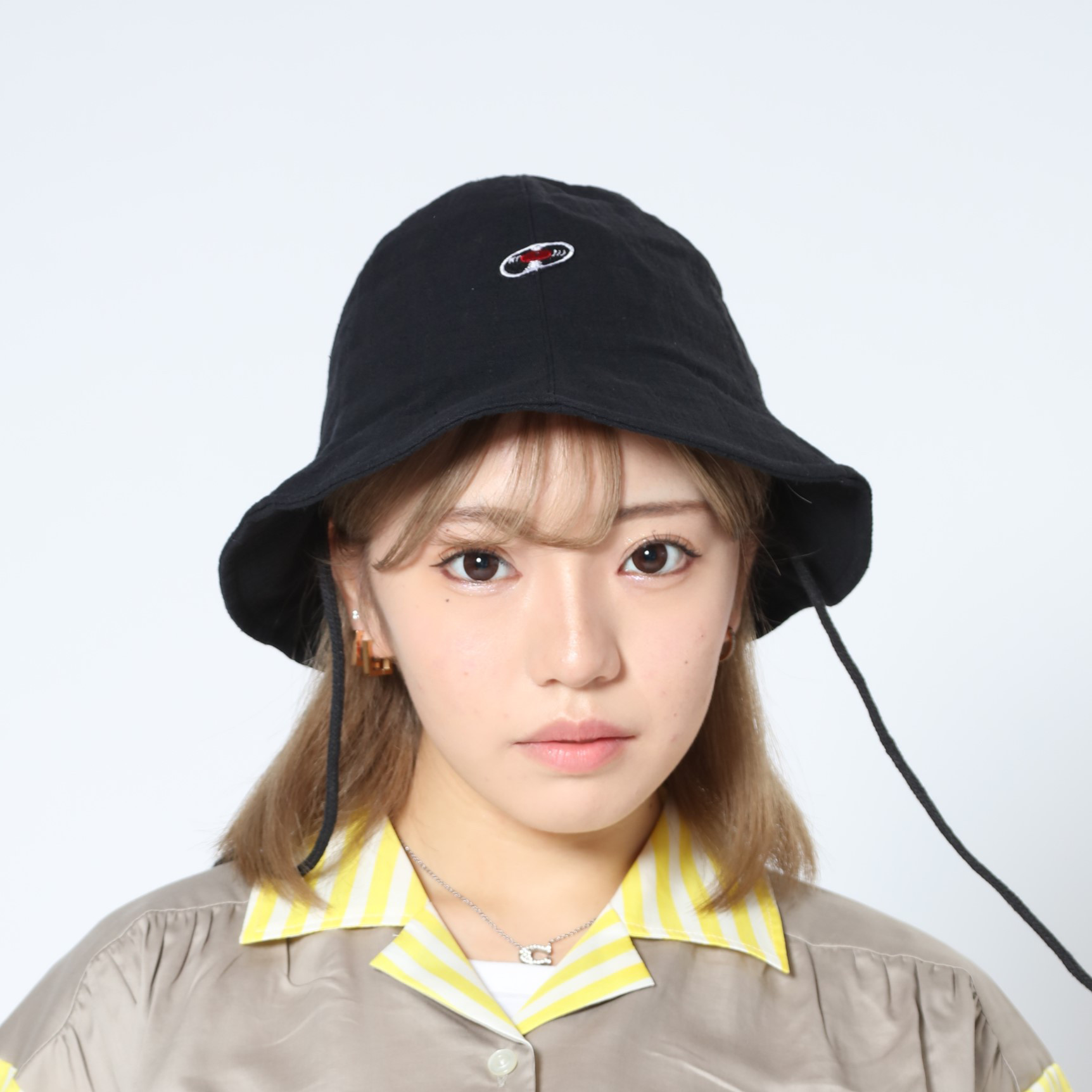 「レコードワッペン紐付きチューリップハット」 ブラック　F　2023SS　新作　WATERFALL