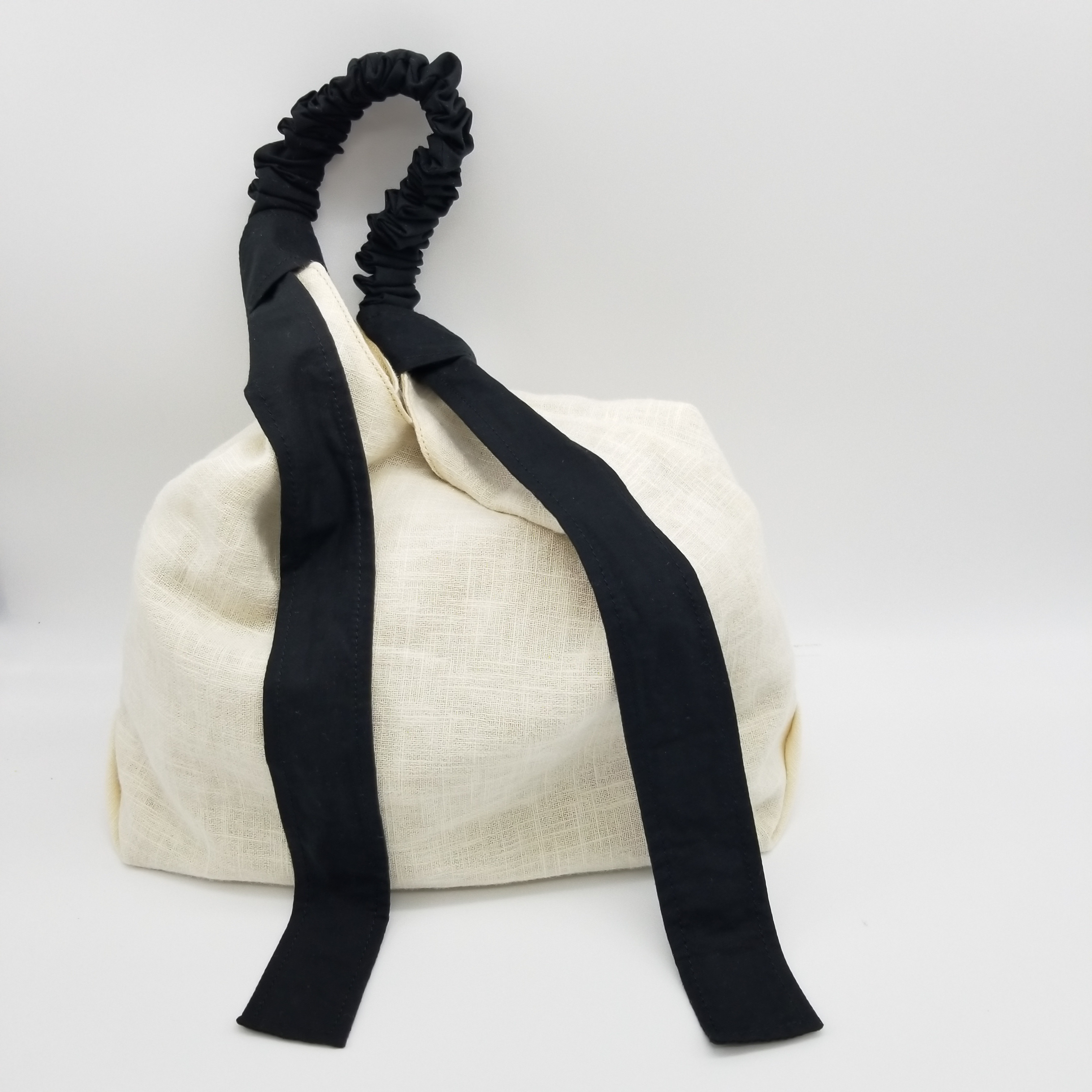 ギャザーハンドルの4way麻布Bag☆アイボリー