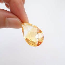 限量現貨 - 天然優質黃水晶 大號扁水滴切割 古董純 14K 金墜 18.97 ct 第1張的照片