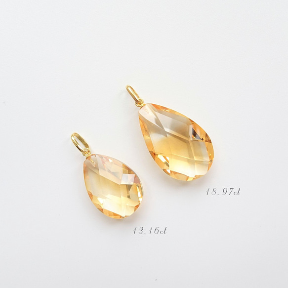 限量現貨 - 天然優質黃水晶 大號扁水滴切割 古董純 14K 金墜 18.97 ct 第2張的照片