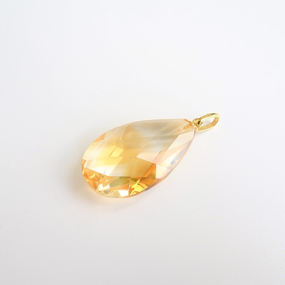 限量現貨 - 天然優質黃水晶 大號扁水滴切割 古董純 14K 金墜 18.97 ct 第4張的照片