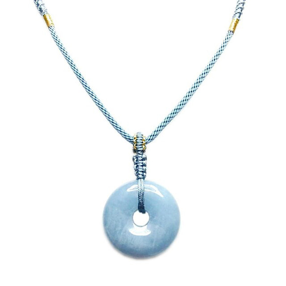 一点物逸品良質アクアマリン丸天然石ネックレス平安扣安全御守り