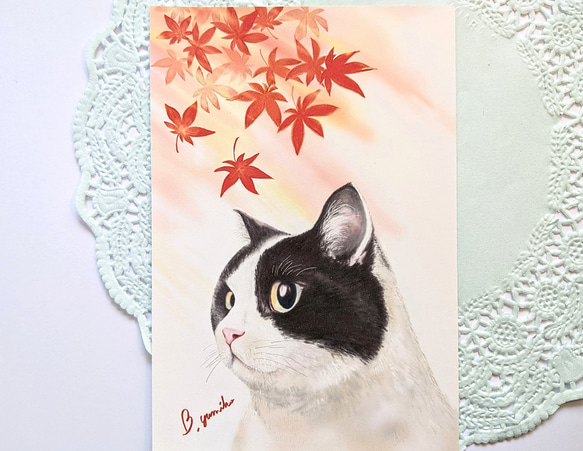 紅葉と猫 (３枚セット) 4枚目の画像