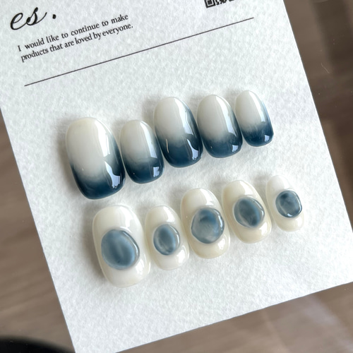 ニュアンスネイル／青ネイル／バイカラーネイル／ぷっくりネイル／透け