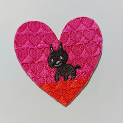 頷くハート ピンク ワッペン アップリケ パッチ 刺繍 可愛い カワイイ ホームメイド オリジナル 3枚目の画像