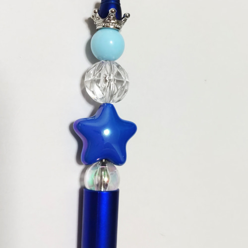 N2405 カスタムボールペン 招き猫ちゃんビーズ キラキラ王冠 再販なし！ カスタムボールペン キラキラビーズボールペン 手芸DIY 筆記用具