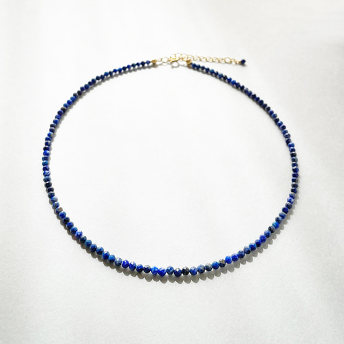 ラピスラズリ一連ネックレス 再販 天然石 大人ネイビー ビーズ
