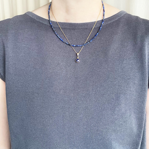 ラピスラズリ一連ネックレス 再販 天然石 大人ネイビー ビーズ