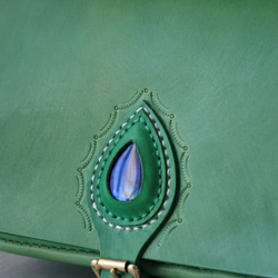 「天然石×革の組み合わせ」小さいメッセンジャーショルダ本革手作りのクラシックレザー サドルバッグ 6枚目の画像