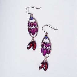 14KGF 石榴石和紅寶石珠寶魚形耳環 第7張的照片