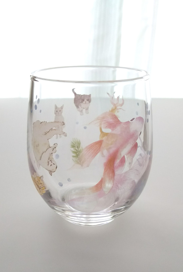 にゃんこと金魚 グラス2個セット 3枚目の画像