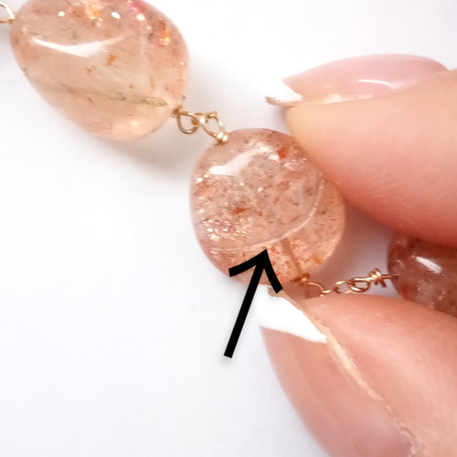 14kgf 宝石質 大粒 サンストーン チャーム ネックレス ペンダント