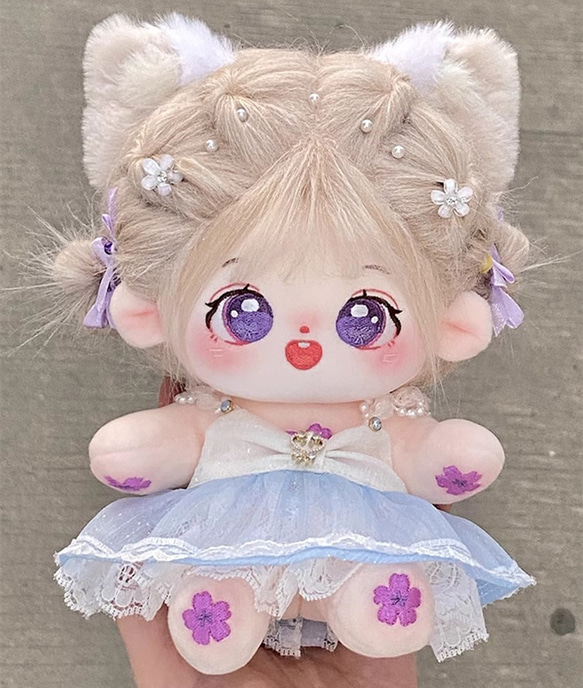 20cmぬいぐるみ 着せ替えぬいぐるみ 桜雪子 元気少女 白髪紫目
