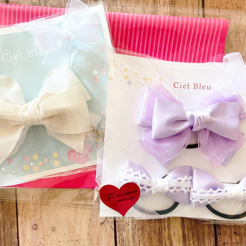 オーガンジーリボンヘアゴム キラキラ星とリボン