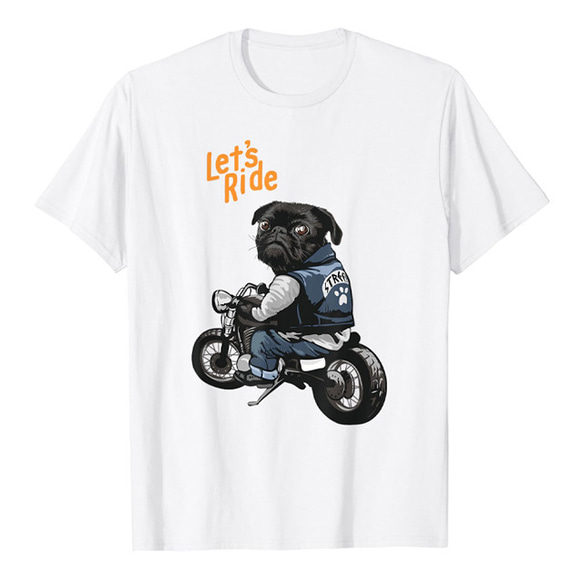 Tシャツ バイク オートバイ 犬 ドッグ ライダー おしゃれ ティシャツ 2枚目の画像