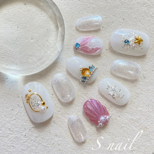 No.24】真夏のシンデレラネイル ネイルチップ（つけ爪） S nail 通販