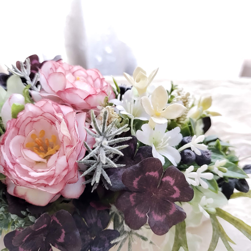 結婚式　テーブル装花【造花】ラナンキュラス 結婚式の会場装花はミルフルール・フラワーデザインへ