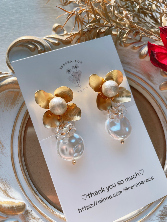 ハンドメイド　アクセサリー　イヤリング　レジン　お花 0_7ac63f728f89328ed0ca7e6e5dd3