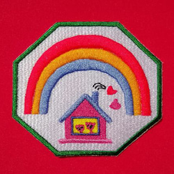 虹の家 ワッペン 小サイズ 刺繍 パッチ アップリケ 可愛い かわいい カワイイ 熊 ホームメイド オリジナル 3枚目の画像