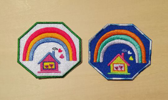 虹の家 ワッペン 小サイズ 刺繍 パッチ アップリケ 可愛い かわいい カワイイ 熊 ホームメイド オリジナル 9枚目の画像