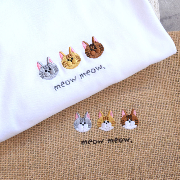 【夏の福袋】ねこ刺繍Tシャツ&ジュートバッグセット《選べる４色》Creema限定 ビッグシルエット 親子 2枚目の画像