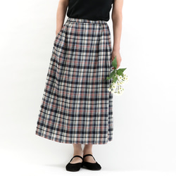 #431タックギャザースカート(マドラス) 1枚目の画像