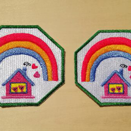 虹の家 ワッペン 大サイズ 刺繍 パッチ アップリケ 可愛い かわいい