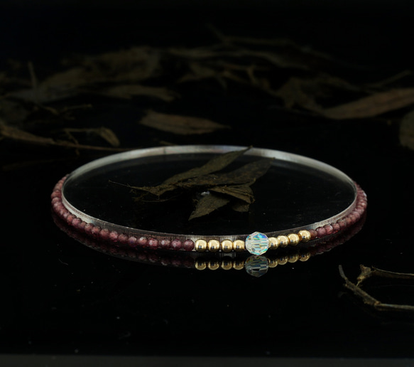 輕奢風紫石榴石14K包金 GF Swarovski 配珠水晶手鍊 ( Purple Garnet Bracelet ) 第1張的照片