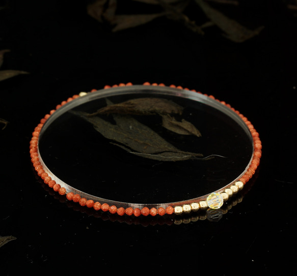 輕奢風金砂石14K包金 GF Swarovski 配珠水晶手鍊 ( Gold Sand Bracelet ) 第4張的照片