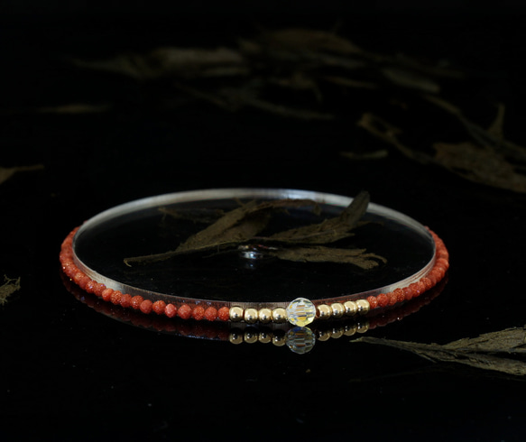 輕奢風金砂石14K包金 GF Swarovski 配珠水晶手鍊 ( Gold Sand Bracelet ) 第1張的照片