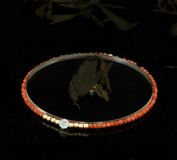 輕奢風金砂石14K包金 GF Swarovski 配珠水晶手鍊 ( Gold Sand Bracelet ) 第5張的照片