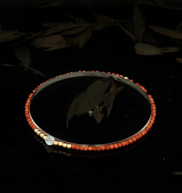 輕奢風金砂石14K包金 GF Swarovski 配珠水晶手鍊 ( Gold Sand Bracelet ) 第6張的照片